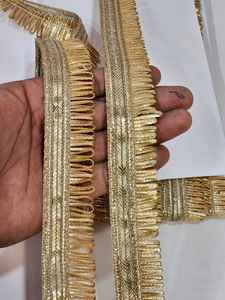 Recorte de encaje dorado para ropa de boda Lentejuelas Cinta decorativa Telas de encaje - Product Image 2