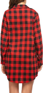 Chemise en flanelle à coupe régulière pour femmes en coton de haute qualité à manches longues, col tournant, bouton décontracté et écologique, respirant - Product Image 2