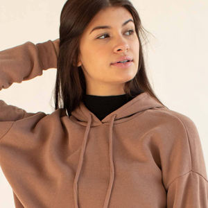 Sudadera Corta con Capucha Extra Grande para Mujer, Diseño Sólido con Logotipo Frontal, Informal, para Otoño e Invierno, Servicio OEM - Product Image 2