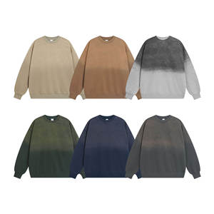 Pullover Gradient Sudaderas 3D Algodón Poliéster Venta al por mayor Hombres Gradient Acid Wash Distressed 360GSM French Terry hoodies - Product Image 1