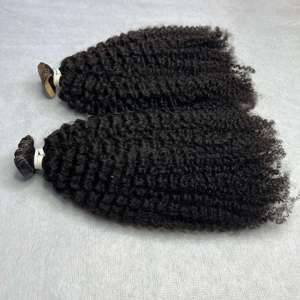 Extension de cheveux brésiliens vierges noirs 8-30 pouces pas d'enchevêtrement pas de perte Double noyer bande bouclée birmane crépue 40 pièces/100g - Product Image 2