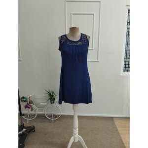 Women's Strappy Round Neck Lace Short <b>Viscose</b> <b>Dress</b>, 35499 - Navy blue - Product Image 1