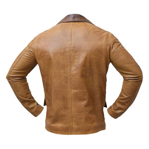 Blouson aviateur en cuir pour homme de qualité supérieure, col montant, durable, à capuche, pour l'hiver, pour la conduite en plein air, pour la mode urbaine - Product Image 2