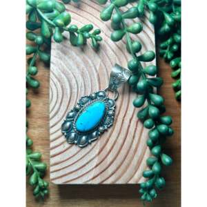 Pendentif Jeff James Jr Kingman en argent sterling turquoise, serti clos, motif cloche en or rose, incrustation de jade/quartz, charme moderne - Product Image 4