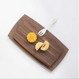 Bandeja de servicio de madera de acacia otomana grande cuadrada de alta calidad con asas de cuero bandeja de comida de restaurante comercial bandeja de desayuno - Product Image 3
