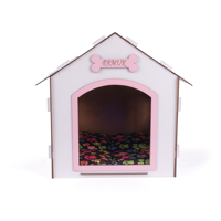 GOBYPET Maison pour chien pliable en bois noir, moderne et décorative, impression de nom personnalisée, pour chiens de petite race, utilisation en intérieur, toutes saisons, OEM