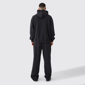 Fabricants de vêtements personnalisés, ensemble sweat-shirt et pantalon de survêtement en coton uni avec fermeture éclair, ample, pour hommes - Product Image 5