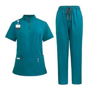 Traje de fregado unisex de la mejor calidad Estilo de bolsillo de color único Entrega rápida Comprar a material de grado para uniformes de hospital - Product Image 1