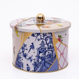 Kintsugi มือจับลูกบิดดอกไม้หลอดเลือดสีทองขนาด175x130มม. กระป๋องโลหะทรงกลมสำหรับเก็บอาหารและภาชนะ - Product Image 1