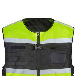 Chaleco de seguridad negro reflectante de alta visibilidad personalizable 2023 con gancho de malla, chaleco reflectante con logotipo personalizado para el trabajo - Product Image 5