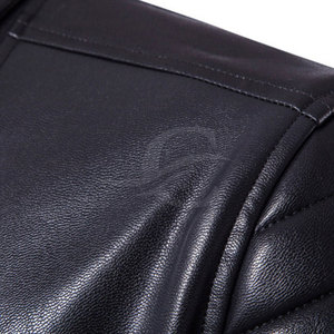 Veste en cuir véritable de couleur unie personnalisée à la mode col montant toile saison d'hiver conception de taille personnalisée - Product Image 5