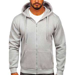 <b>Grey</b> Zipper High Quality 100% Cotton Printed French Terry Zip up Heavyweight Hoodie - Product Image 3