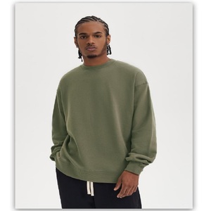 Caliente moda gota hombro cuello redondo francés Terry en blanco ropa de calle de gran tamaño gimnasio sólido sostenible duradero hombre sudadera - Product Image 3