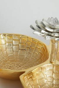 Bol de service en aluminium doré avec croustilles et trempettes Bol à fruits en métal Offre Spéciale or antique Vase de bol à fleurs de table unique - Product Image 6