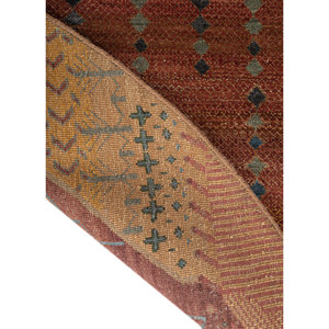 Alfombras Manchaha de Lana y Seda de Bambú con Patrón Geométrico, Rojo y Naranja, Anudadas a Mano para Uso Doméstico - Alfombras Jaipur US-Les-2723 - Product Image 5