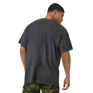 Venta al por mayor High Street Fashion Men T Shirt Acid Washed Grey Color Screen Printed Casual Private Label T-Shirt para hombres - Product Image 3