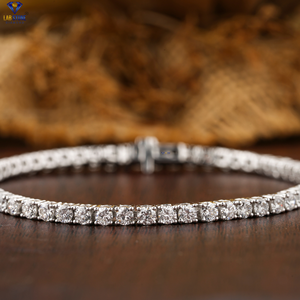 3.71 CT Rond Brillant Coupe Diamant Tennis Bracelet 18k Or Blanc Cvd/Hpht Diamant Bijoux - Product Image 1