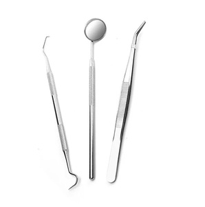Kit d'outils dentaires en acier inoxydable 5 pièces avec poignée ergonomique, grattoir à tartre, détartreur, miroir buccal, manuel, certifié CE classe I - Product Image 2