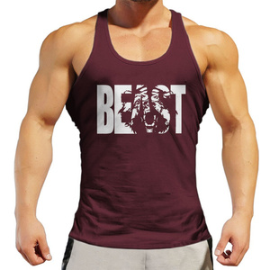 Venta al por mayor de camisetas sin mangas ajustadas con cuello redondo de algodón para hombre logotipo personalizado costilla sin costuras suave transpirable de punto diseño de talla grande - Product Image 4