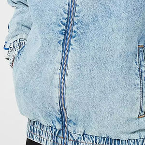 Personnalisé de haute qualité lavé à l'acide surdimensionné en toile dégradée sweat à capuche avec cordon de serrage fermeture éclair denim soleil délavé veste hiver - Product Image 6