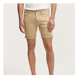 Pantalones Cortos de Mezclilla Color Caqui para Hombre, Teñido con Tintes Vegetales, Tejido Elástico Transpirable, Ropa de Noche con Bolsillos, Diseño Sólido - Product Image 3