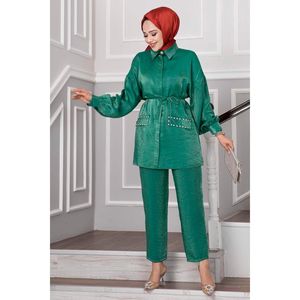 Detalle botón flor conjunto de 2 piezas verde - Product Image 3