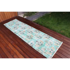 Vintage <b>Runner</b> Rug 2.2x7.8 ft (66x239 cm), Turkish <b>Green</b> Oriental Rug - Product Image 2