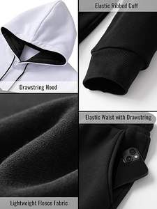 Conjunto Deportivo Formal para Hombre en Blanco y Negro, Sudadera con Capucha de Forro Polar Transpirable, con Logotipo Personalizado para Uso en Exteriores en Invierno - Product Image 5