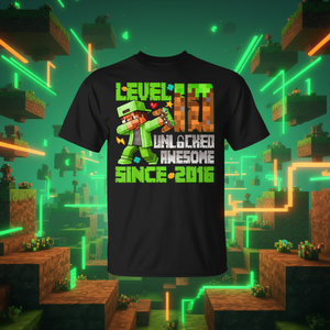 Maglietta da gamer per il 10° compleanno: Livello 10 sbloccato, fantastica dal 2016 - T-shirt promozionale fantastica per i giocatori dal 2016 - Product Image 3