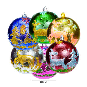 Adornos navideños de plástico hechos a mano de alta calidad, 6 uds., 10cm, acabado brillante, colores surtidos - Product Image 4