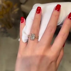 Bague de fiançailles halo en diamant de culture 4.10 carats couleur EF clarté VS - Product Image 2