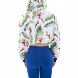 Top corto de algodón para mujer, sudaderas con capucha para ropa informal, sudaderas con cremallera completa hechas en fábrica profesional para mujer - Product Image 4