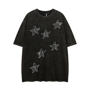 Camiseta retro unisex con lavado ácido para exteriores, ropa de calle con estampado de letras retro, 100% algodón, estilo boxy y vintage con logotipo personalizado para hombre - Product Image 5