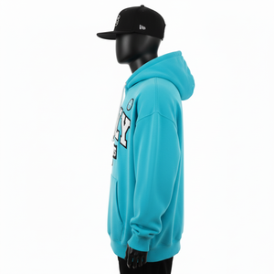 Sweat à capuche en polaire 330GSM Turquoise Tissu doux et chaud Logo personnalisé Broderie Patch en chenille Style streetwear Basiques Sweat à capuche - Product Image 3