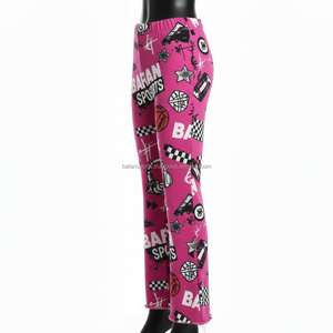Women Flare Pant Premium GSM Fleece <b>Fabric</b> <b>Pink</b> Sports Print Custom Logo Heat Transfer Trendy Streetwear Style Women Flare Pants - Product Image 3