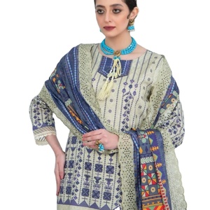 Costumes pour dames élégantes en coton/pelouse Shalwar Kameez Plus Size Brodé Pakistanais Salwar Kameez Solid Design Kameez Shalwar - Product Image 1