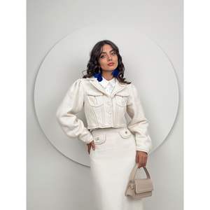 1027 TWEETS Winter <b>Tweed</b> <b>Skirt</b> with Slit Set - Product Image 6