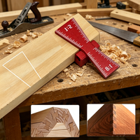 Alat Penanda Sambungan Kayu Dovetail dari Aluminium Alloy, Template Jig Penanda Dovetail 1:5 & 1:8 dengan Skala, Peralatan DIY