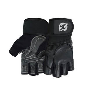 Unisex Black Leather Sport Weight <b>Lifting</b> <b>Gloves</b> Anti-Slip Workout Gym Fitness Training <b>Gloves</b> - Product Image 2