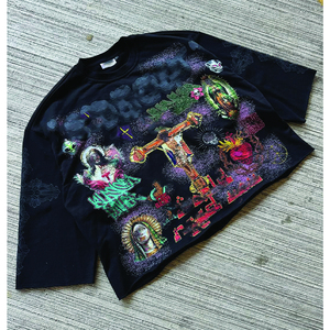 เสื้อยืดผ้าฝ้าย100% 305gsm สำหรับผู้ชายเสื้อยืดพิมพ์ลายใส่ได้ทั้งชายและหญิงทรงโอเวอร์ไซส์ - Product Image 1