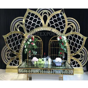 Contemporary Metallic Lotus Monet <b>Wedding</b> Backdrop DST Exports Hot Selling Custom Size Golden Metal <b>Frame</b> <b>Wedding</b> Stage UK Price - Product Image 1