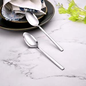 Sleekline <b>Set</b> of 2 Stainless Steel Salad Shell <b>Tea</b> & Honey Spoons with Long Wooden Handle for Parties and Desserts - Product Image 4