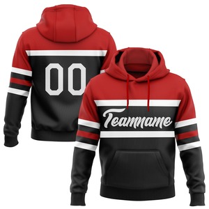 Directo industria venta al por mayor 3D bordado personalizado cosido negro rojo 3D calavera moda llama deportes pulóver Sudadera con capucha - Product Image 5