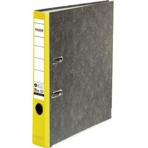 Falken 50mm DIN <b>A4</b> Binder Cardboard File <b>Folder</b> with Outer Lamination Material Paper Inner Lamination Material Yellow FA Paper - Product Image 1