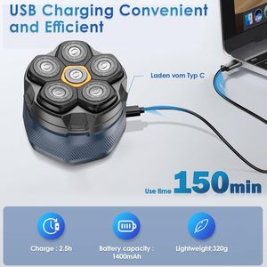 Rasoir Électrique Sans Fil pour Hommes à Tête Chauve, Utilisation Humide et Sèche, Rasoir Rotatif, Étanche IPX7, Produit de Remplacement - Product Image 2