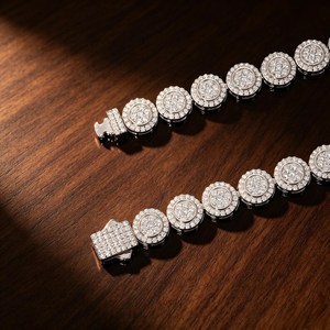 Pulsera de Lujo con Incrustaciones de Diamantes Moissanite VVS, Chapada en Rodio, Plata de Ley 925, Estilo Hip Hop, Unisex - Product Image 2