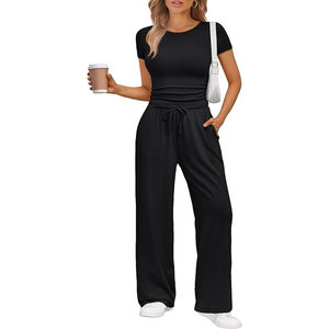 Ensemble de survêtement pour femme OEM, haut court d'hiver et pantalon de survêtement, 2 pièces, jogging, sport, décontracté, manches longues, cordon de serrage, écologique - Product Image 6