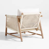 Chaise longue d'extérieur Samantha Modern Villa, structure en teck, rembourrage en mousse, imperméable, écologique, finition ivoire naturel.