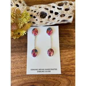 Pendientes Colgantes de Turquesa Rosa Mohave Hechos a Mano por Artesanos Navajo, Estilo Moderno - Product Image 1