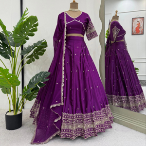 ชุดงานแต่งงานออกแบบสวม lehenga choli กับด้ายและลำดับการทำงาน - Product Image 1